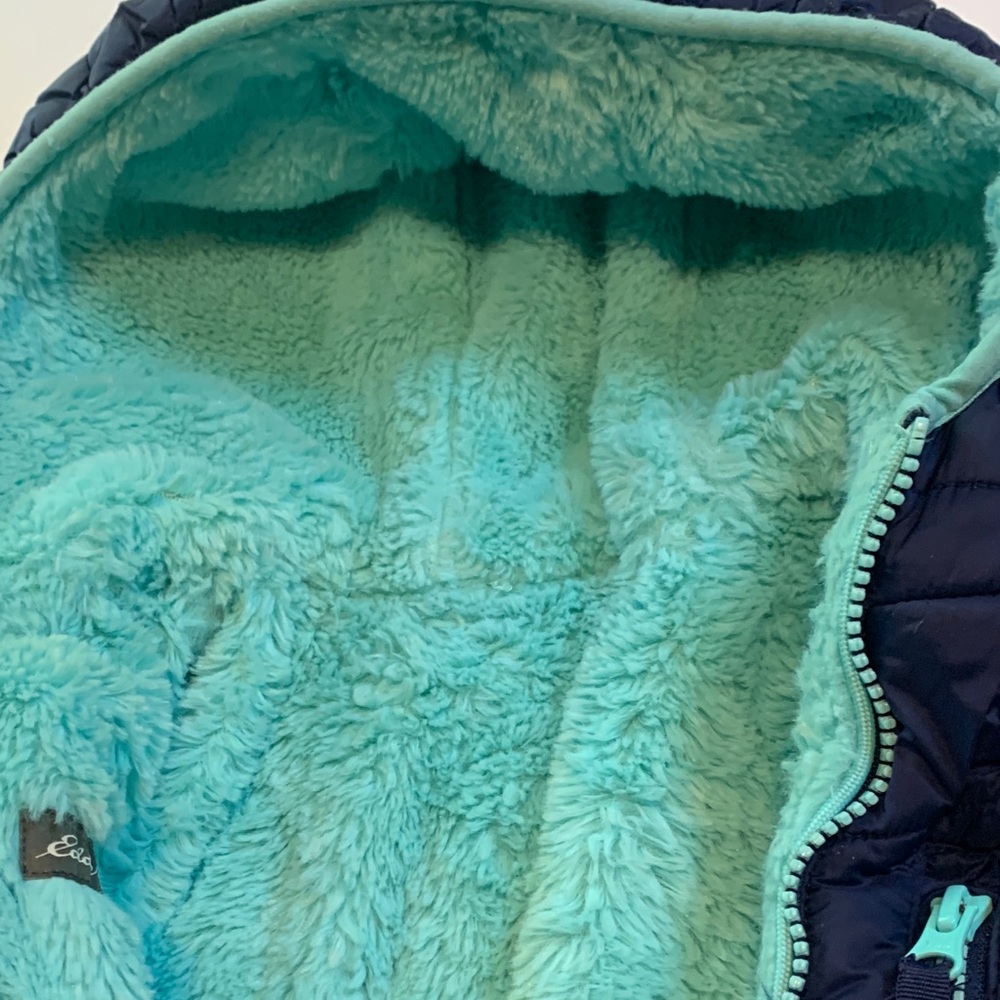 Eddie Bauer girls puffer Jacket in Navy and aqua, size small 7/8 - Picture 4 of 8